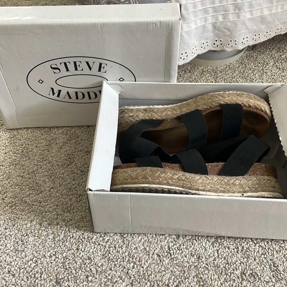 Black wedge sandals